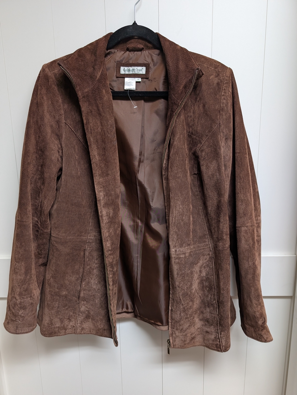 Genuine Suede Leather Brown Zip-Front Jacket - Coldwater Creek, Medium